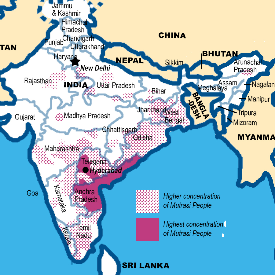 map showing concentration of Mutrasi in India