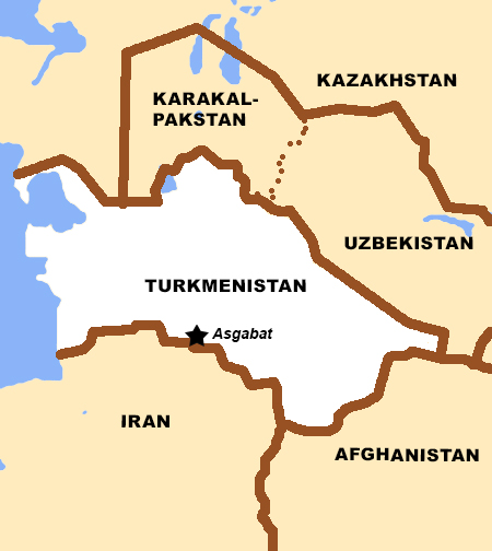 map showing location of Turkmenistan